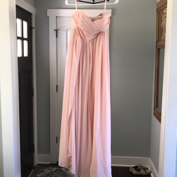 Pink Chiffon Maxi Bridesmaid Dress - Picture 1 of 4